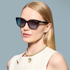 Tiffany & Co Cat Eye Sunglasses Black Blue Gradient NEW Full Set w/ Box Case